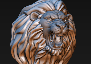 lion head pinshape roaring roar cat cats 3d print model - Mito3D