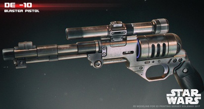 de-10 blaster pistol pinshape de10 starwars costume cosplay replica starwarsweapons props propgun 3d print model - Mito3D