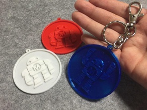 maker faire robot coin key ring pinshape coins robots makey key-rings 3d print model - Mito3D