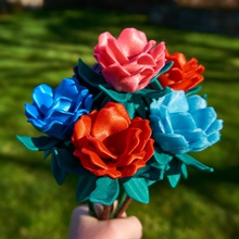 maz's flower pinshape flower-with-leaves no-supports-needed valentines-day valentines day gifts 3d print model - Mito3D