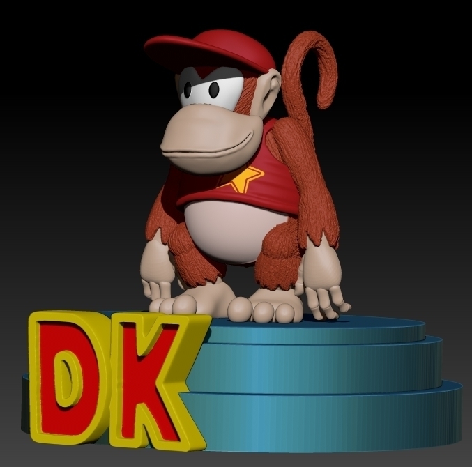 diddy kong snes pinshape game design contest dk macacos país clássicos nintendo supernes 3D print model - Mito3D