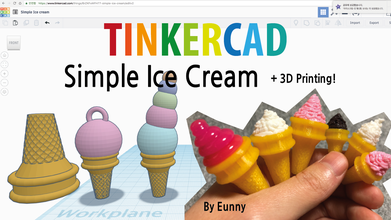 simples sorvete miniatura 3d caneta pinshape 3dpen tinkercad gelado brinquedo 3d print model - Mito3D