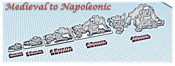 harabe ev wargame Ortaçağ Napolyon pinshape cor manzara wargames mahvetti 3d print model - Mito3D