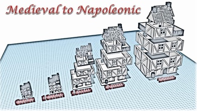 2 bina wargame Ortaçağ Napolyon pinshape diorama manzara binalar wargames warhammer 3d print model - Mito3D