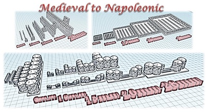 accessoires 2 wargame médiéval napoléoniennes pinshape médiévale paysages warhammer gabion murs jeux guerre 3d print model - Mito3D