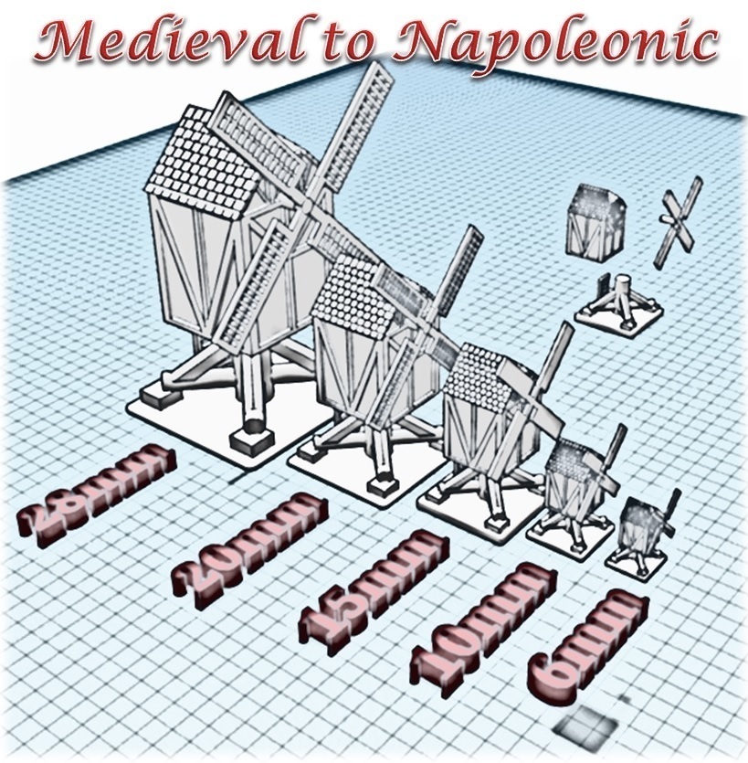 moinho vento wargame medieval napoleônicas pinshape diorama paisagem wargames napoleônico warhammer 3D print model - Mito3D