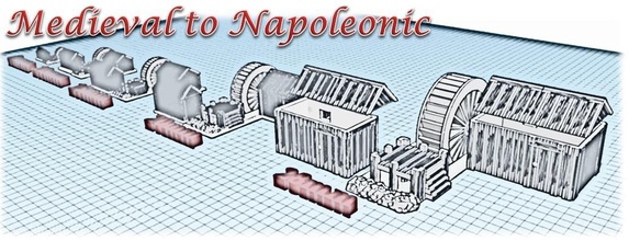 molino agua juego guerra medieval napoleónicas pinshape napoleónica wargames wargame diorama paisaje warhammer 3d print model - Mito3D