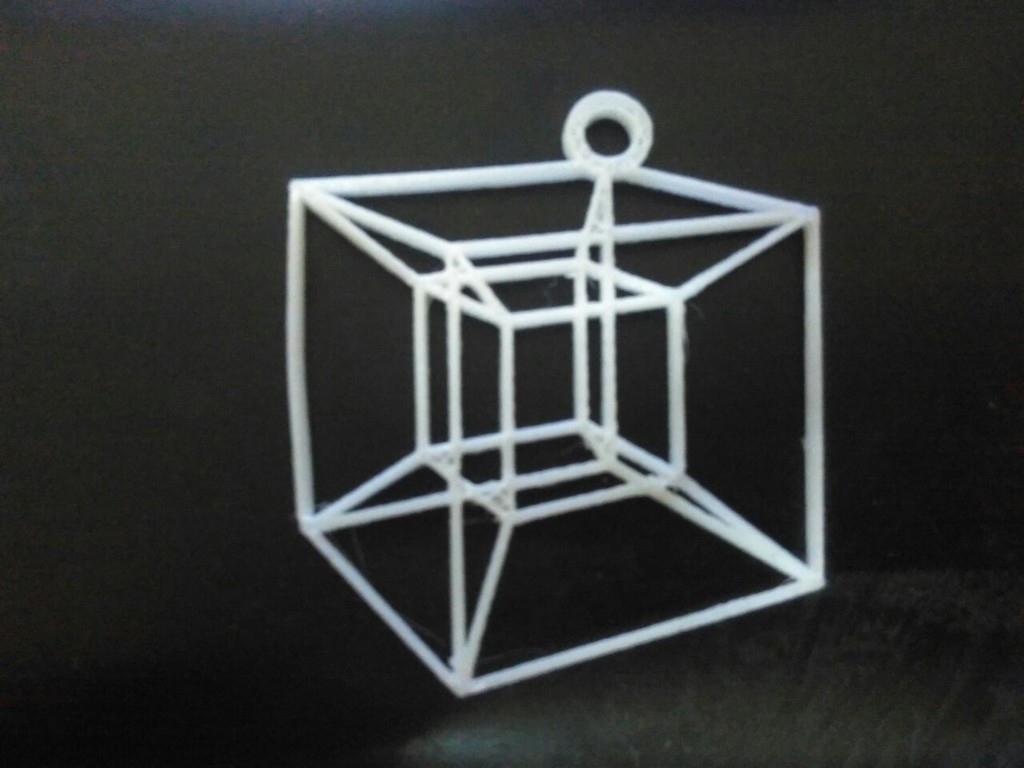 hypercube 2d pinshape pendant keychain 2d-art art tesseract 3d-design 3D print model - Mito3D