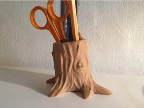 poly tree stump pen holder pinshape remix pencilholder penholder low-poly-design low-poly 3d print model - Mito3D