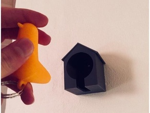 simple birdhouse key holder pinshape wall mount organizer keychain-hanger keychain-bird keychain household keyholder 3d print model - Mito3D