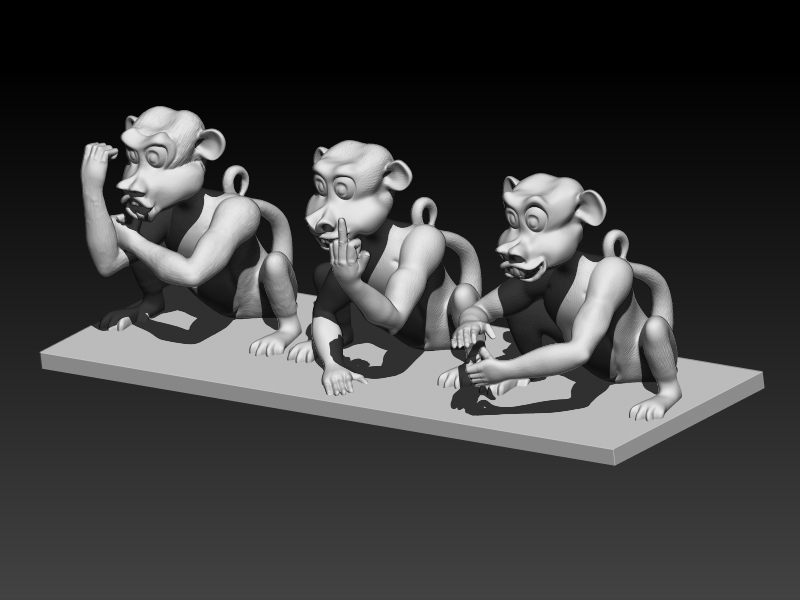 impoli singes pinshape malpropre émeutier singe 3D print model - Mito3D