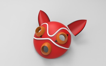 mononoke máscara + oídos pinshape cosplay Modelo 3d princesa 3d print model - Mito3D
