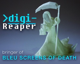 digi Sensenmann blauer Tod Bildschirm pinshape low poly design contest virtuellen reaper pc lowpoly halloween grim digital blau 3d print model - Mito3D