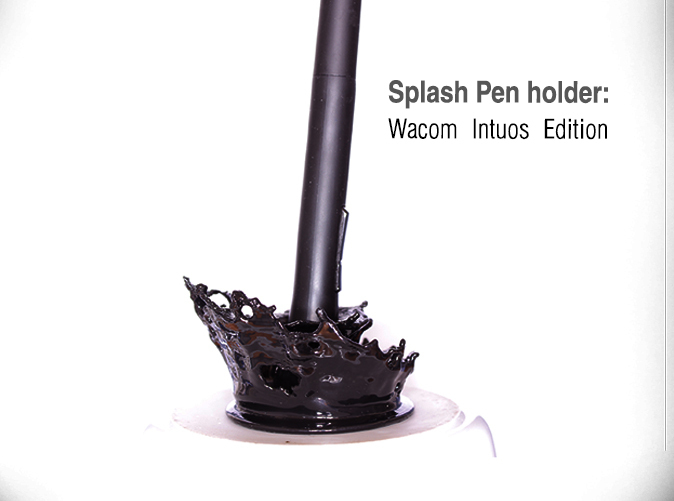 splashing pen holder wacom intuos edition pinshape time splash liquid frozen 3D print model - Mito3D