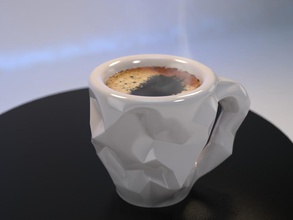 aplastado taza café espresso pinshape punsh mañana abolladuras copa coffie 3d print model - Mito3D