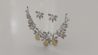 pêra conjunto jóias impressão fácil pinshape elle design contest folhas folha protonik brincos colar peras 3d print model - Mito3D