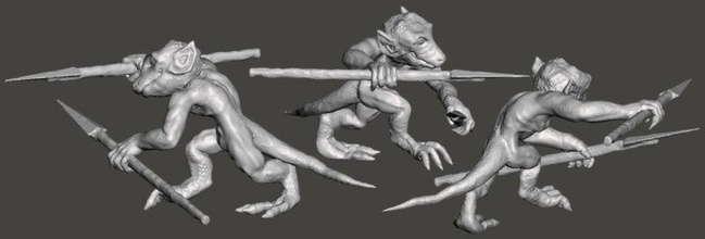 3 orcs kobolds high resolution pinshape miniatures wargaming rpg dungeons-and-dragons kobold orc 3d print model - Mito3D