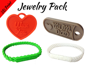 jewelry pack - bracelet wristband pendant military dog tag heart pinshape necklaces love3design wrist accessories accesories 3d print model - Mito3D