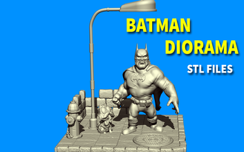 batman cartoon - diorama pinshape ruds3d darkknight seweage-cap light-pole hydrant cat miniature 3d print model - Mito3D