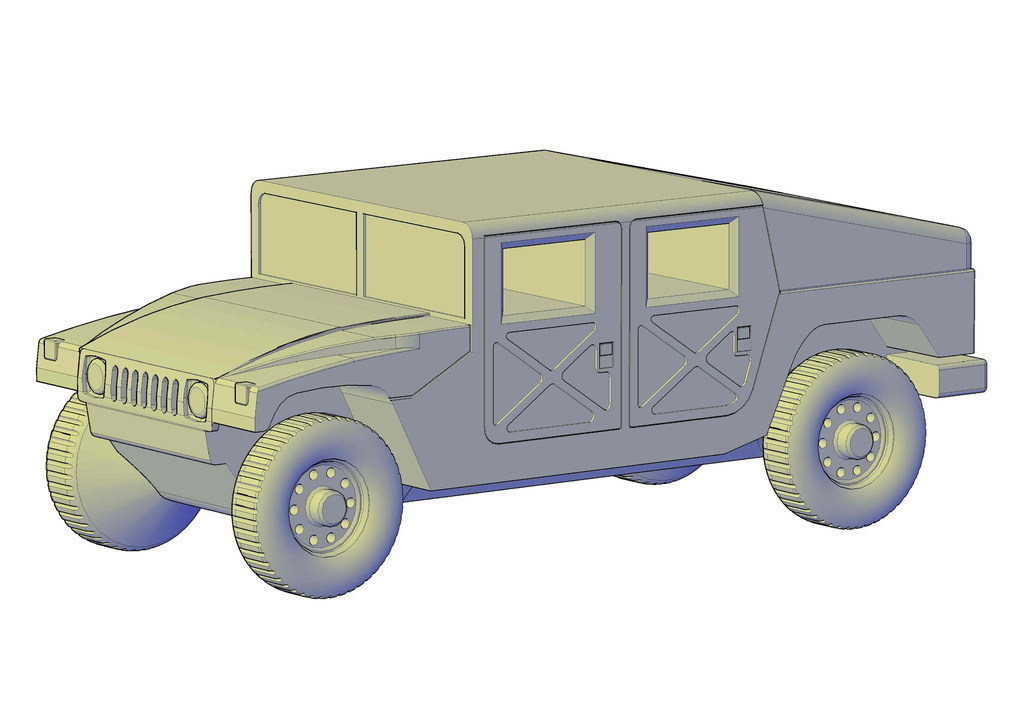 hmmwv hummer askeri slantback pinshape h1 3d tasarım 3D print model - Mito3D