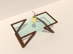 legno tavolo in vetro pinshape mobili homedecoration tabella 3d print model - Mito3D