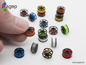 miniature filament spool props pinshape tiny holder pla miniaturemodel filament-spool-holder abs 3d print model - Mito3D