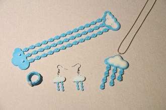 gouttes ciel jewelry set pinshape bijoux design concours chute pluie nuages protonik boucles d'oreilles bracelet pendentif l'anneau 3d print model - Mito3D