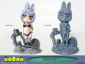 rabbits live moon no0on no01 ver11 pinshape space woman rabbit miniatures girl fantasy character 3d print model - Mito3D