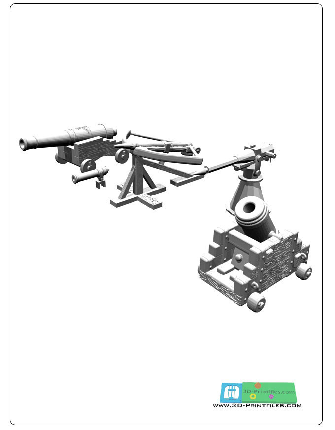 cannons harpoon 3d printing -stl file- pinshape cannon fight sea water ship pirat 3D print model - Mito3D