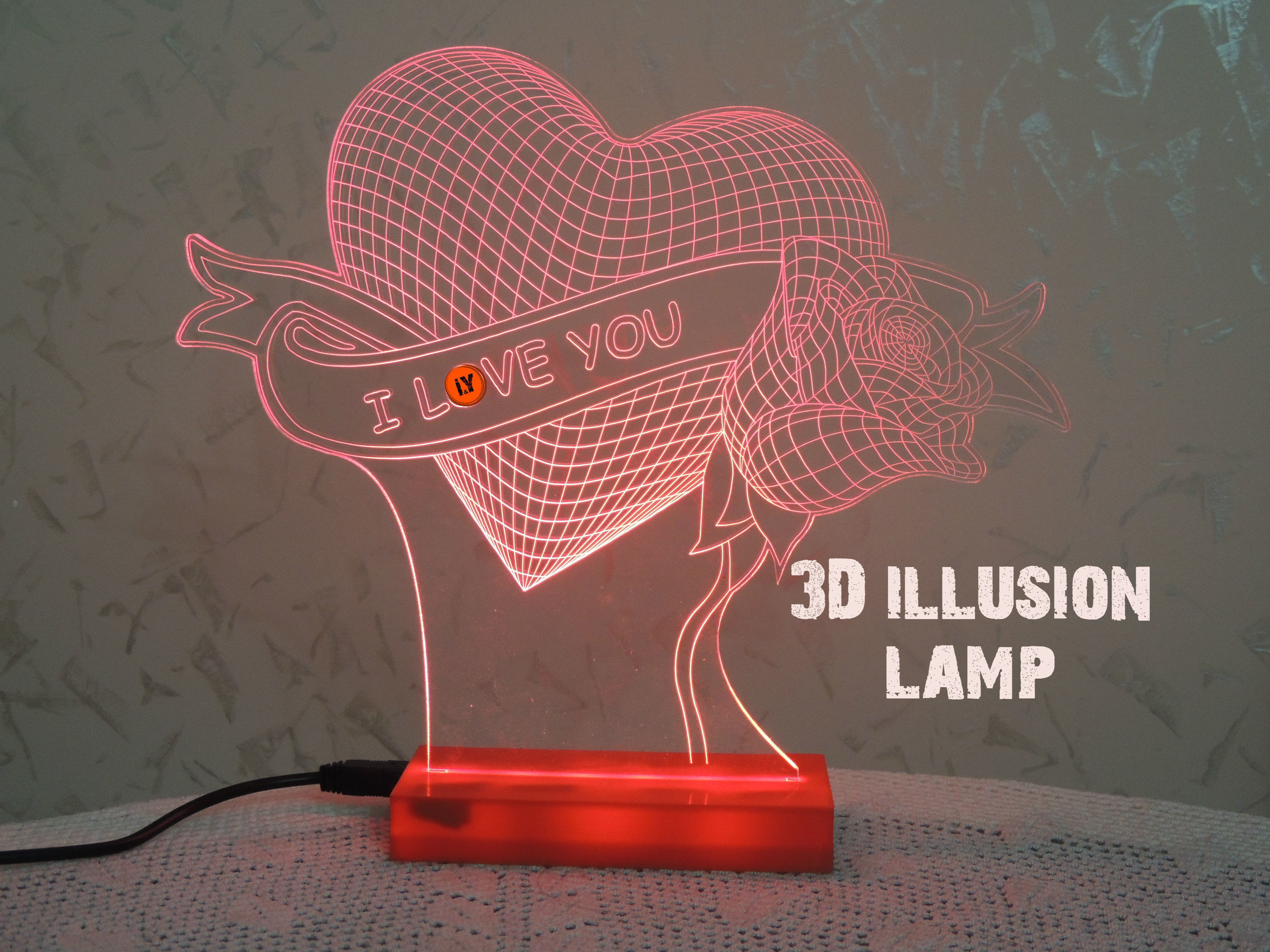 Illusione 3d lampada pinshape art base illusione 3dprint 3D print model - Mito3D