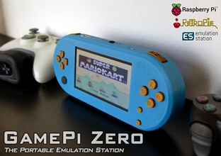 gamepi - portable emulation console pinshape retropie gameboy nes snes raspberry-pi-zero raspberry retrogame retro 3d print model - Mito3D