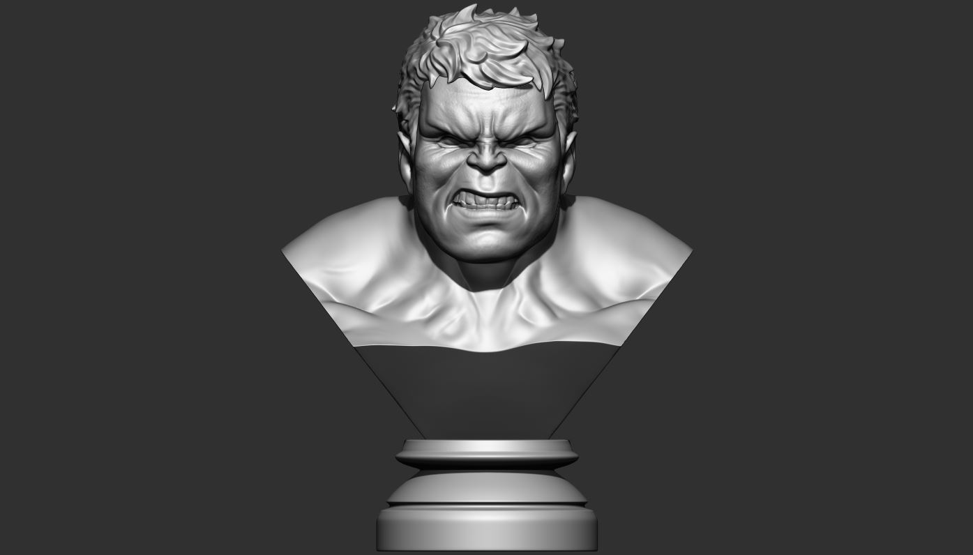 hulk busto pinshape scupltures arte comicon vingador marvel comics 3D print model - Mito3D