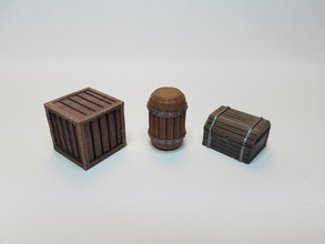 mesa terreno madera almacenamiento pinshape pecho caja cajón barril muebles miniatura chestbox cratebox juegos azar juego wargaming minatures wargames guerra 3d print model - Mito3D