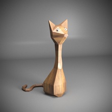 cat pinshape cat-low-poly-lowpoly-origami 3d print model - Mito3D