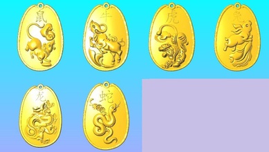 chinese zodiac-01 06 pinshape jewelry-pendant 3d print model - Mito3D