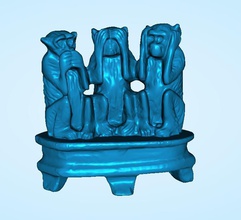 bilge maymun pinshape Çin maymunlar Minyatürler heykel minyatür Fildişi 3d print model - Mito3D