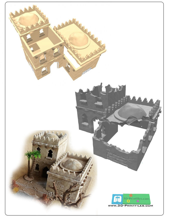 modular arabic building set stl file pinshape gaming-terrain scenery gaming tabletop wargame wwii house 3D print model - Mito3D