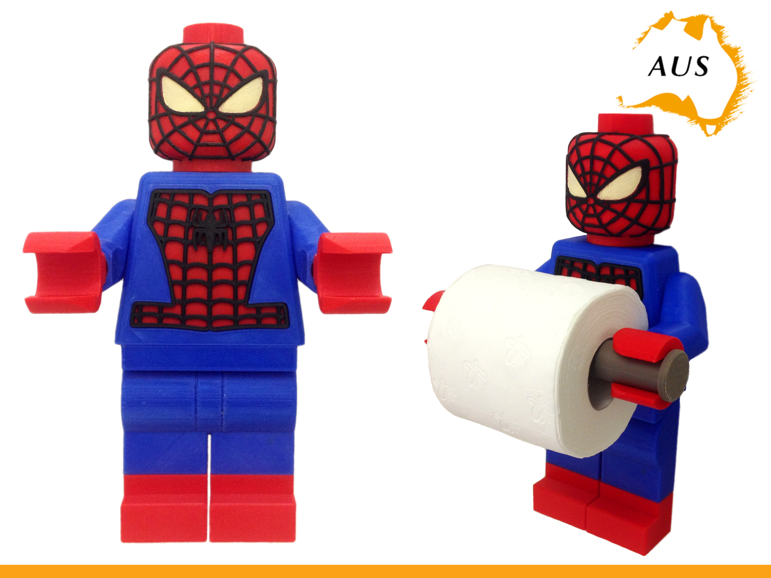 lego spider man toilettes porte rouleau décor salle bains crochet cintre pinshape papier toilette poo merde l'hygiène déco bain 3D print model - Mito3D