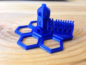 mini hex bloco torres versão 2 pinshape telhas miniatura jogo castelos 3d print model - Mito3D