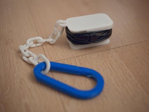 Kopfhörer Spulen pinshape wrap spool keyring keychain Halter Ohrhörer Fall Karabiner Kabel box beltclip 3d print model - Mito3D