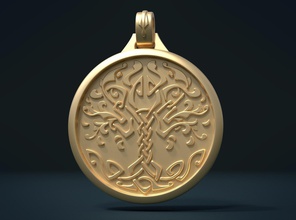 albero pendente pinshape nodo celtic ornamento foglie oro gioielli ciondolo 3d print model - Mito3D