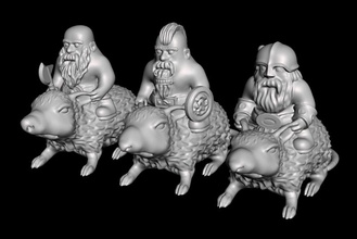 rat riders pinshape dwarve-warrior gaming-miniatures miniatures-28mm-figurine rpg 3d print model - Mito3D