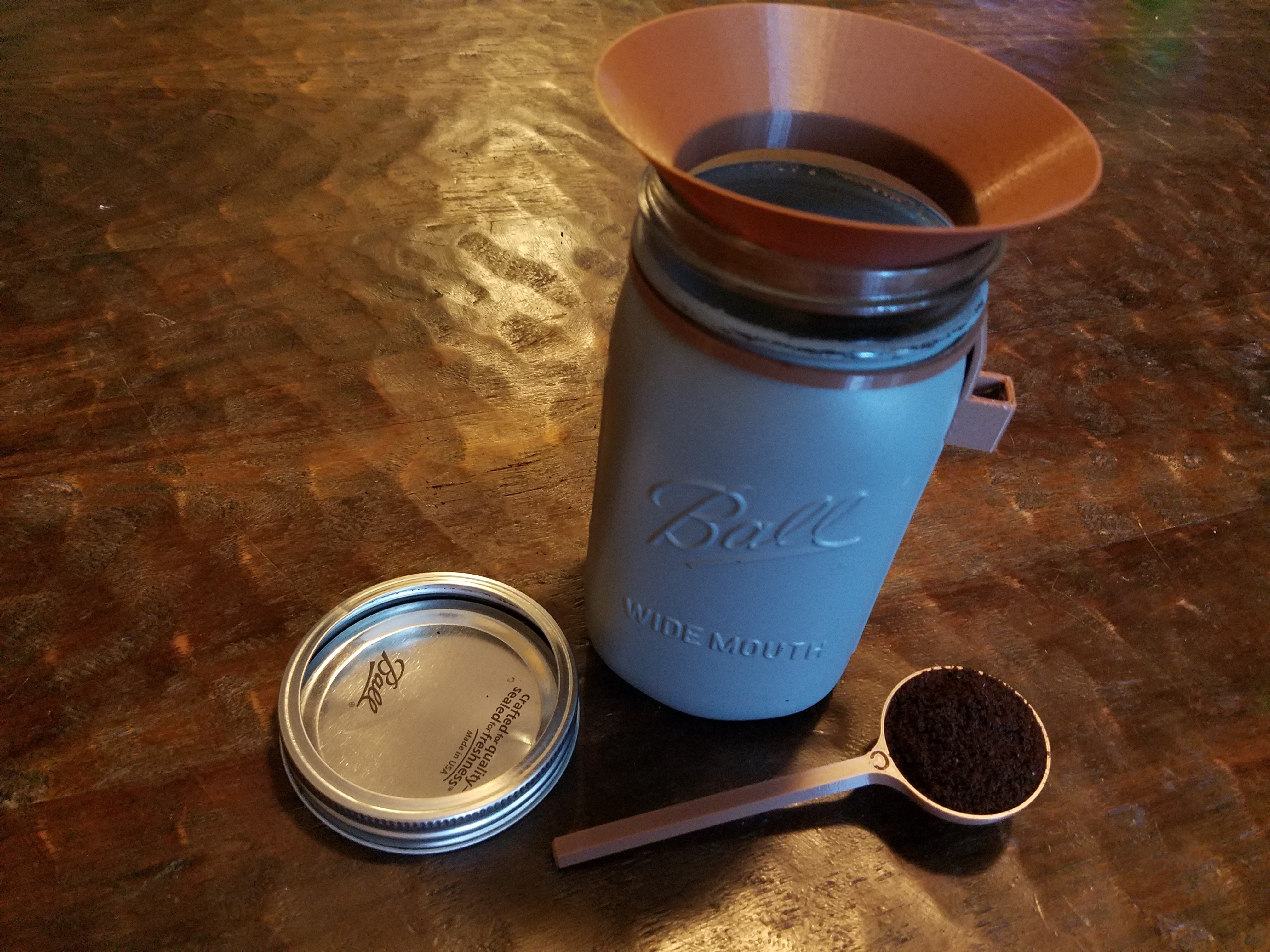 coffee scoop holder funnel mason jar pinshape tamper coffee-scoop latte portafilter espresso-machine espresso coffee- jars 3D print model - Mito3D