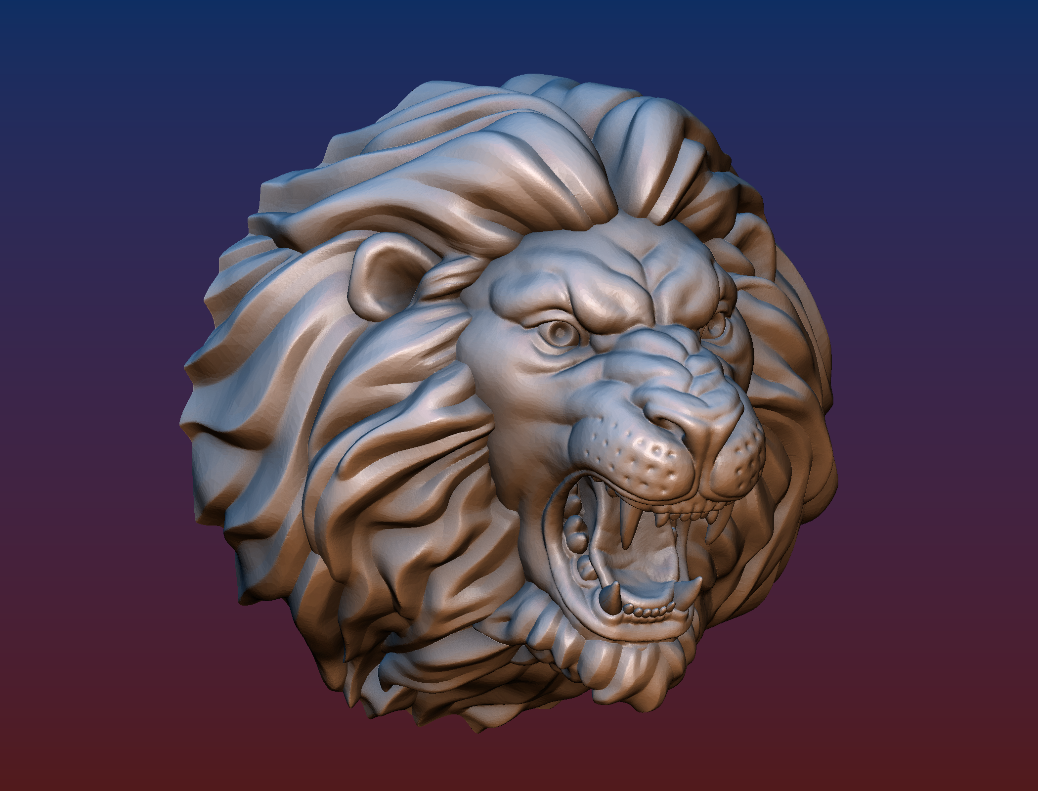 lion head bead pinshape grin bas-relief relief bas mounting meadallion jewel pendant cat roaring roar lion-head 3D print model - Mito3D