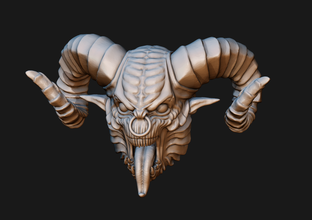 demon head v2 pinshape tongue horns jewellry bead figurines monster character statue satanic demonic 3d print model - Mito3D