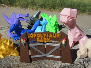 lowpolysaurus park gates pinshape poly low-polygon jurassicpark jurassic dinosaur dinosaurs 3d print model - Mito3D