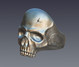 skull ring pinshape giocattolo figurine scultura miniature morto testa cranio anello 3d print model - Mito3D