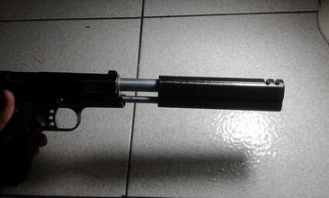 airsoft 1911 longo compensador 14ccw pinshape longa punisher arma silenciador gunmodel pistola 14 ccw thread cac flash hider focinho supressor acessórios 3d print model - Mito3D