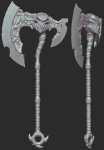 videogioco scheletro ascia pinshape keychain miniature spade spada battaglia 3d print model - Mito3D