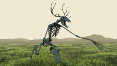 wendigo skeleton pinshape horror movable people toy monster bones skulls figure creature balljointeddoll bjd moving parts articulated 3d print model - Mito3D
